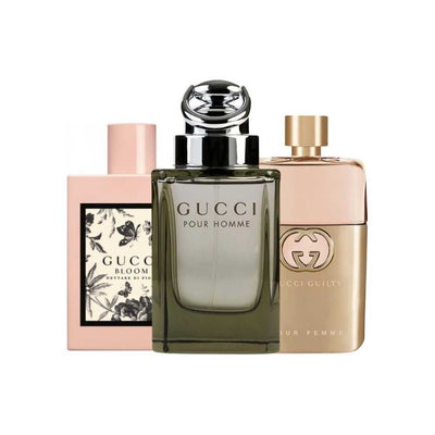 Gucci Perfume/Fragrances Collection: A luxurious assortment of Gucci perfumes and fragrances.