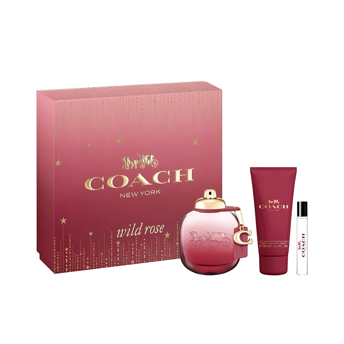 COACH WILD ROSE 3 PCS SET FOR WOMEN: 3 OZ EAU DE PARFUM SPRAY + 0.25 EAU DE PARFUM SPRAY + 3.3 BODY LOTION - Perfume Headquarters - Coach - Gift Set - 3386460138970 - Gift Set