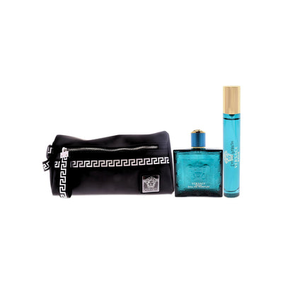 Versace Versace Eros Men 3.4oz EDP Spray, 0.3oz EDP Spray, Pouch 3 Pc Gift Set - Perfume Headquarters - Versace - 8011003870318 - Gift Set